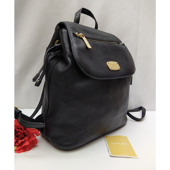 Michael Kors Black Pebbled Leather Top Handle Drawstring Backpack main image 11